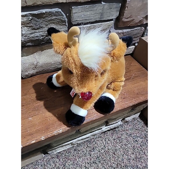 Vintage 1999 MUSICAL RUDOLPH THE RED-NOSED REINDEER 14" Plush Stuffed Animal Wor - Picture 2 of 16